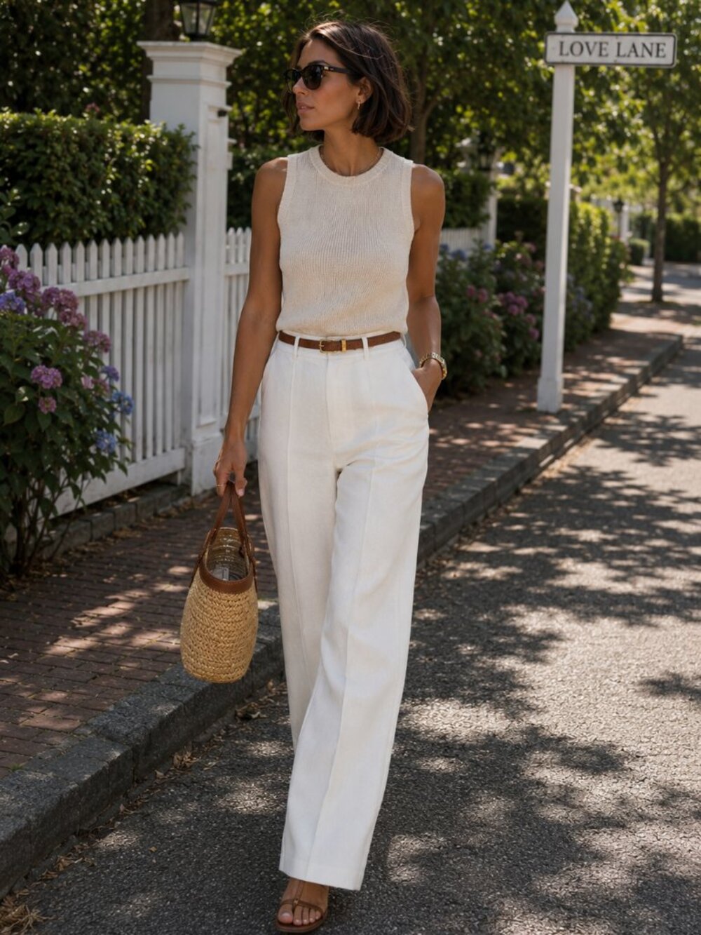 Vintage Robert Krugman Ivory Linen Pleated Trousers Sz 8